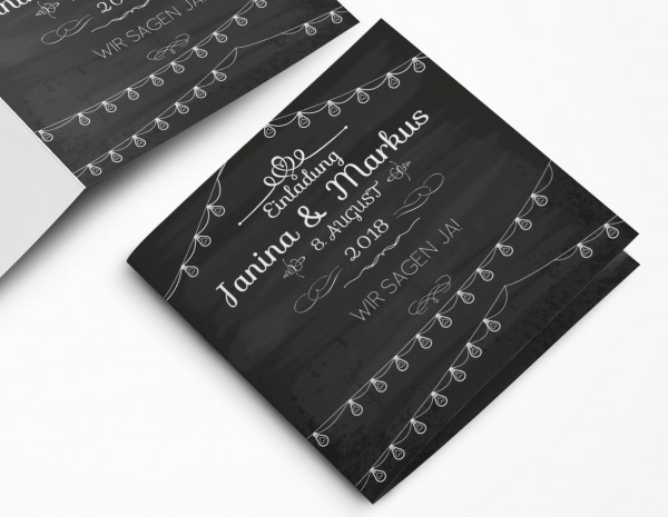Einladungskarten Hochzeit Hochzeitskarten mit Druck - Vintage Black&White