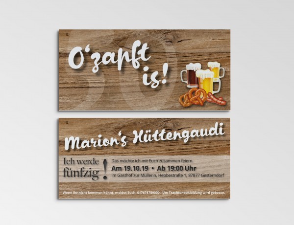 Rustikale O´Zapft is Einladung Einladungskarte Geburtstag bayrisch