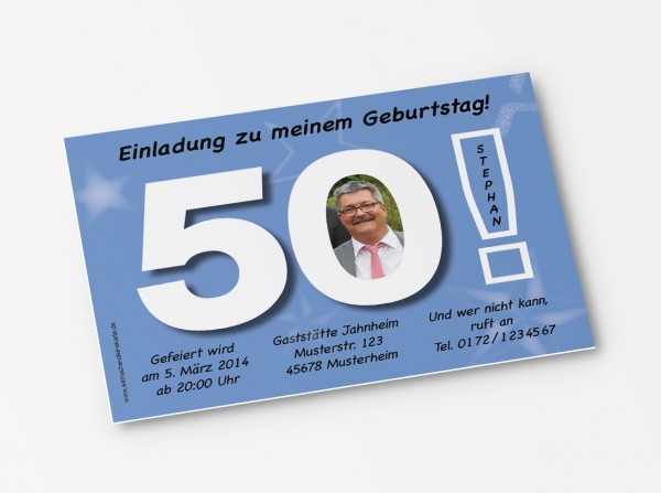 Geburtstag Einladungskarten - 50. Geburtstag Große 50 Hellblau