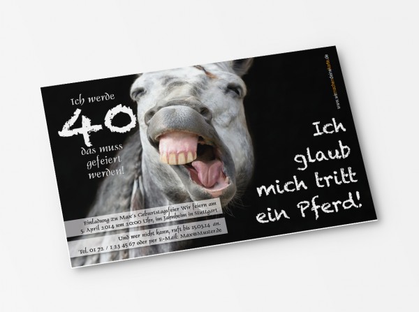 Geburtstag Einladungskarten - 40. Geburtstag Pferd