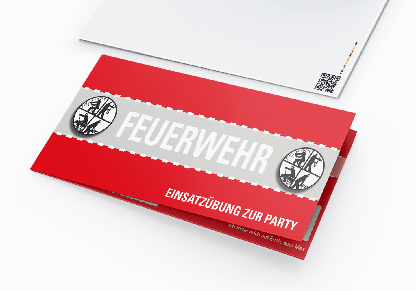 Feuerwehr Einladung Einladungskarte Lustig Geburtstag Din Lang Klappkarte Wirmachendeinekarte