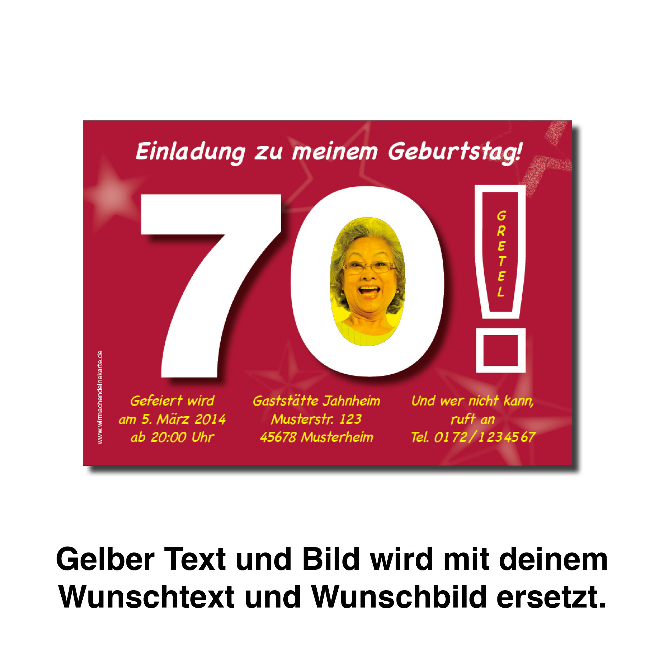 Geburtstag Einladungskarten - 70. Geburtstag Große 70 Rot | 70