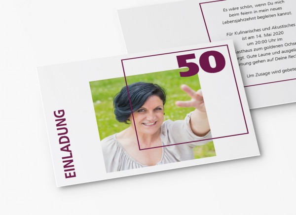 Einladungskarten 50. Geburtstag Quader Gitter