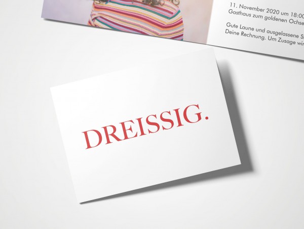 Einladungskarten 30. Geburtstag dreissig rot