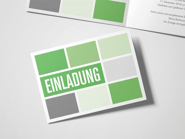 Einladungskarten 30. Geburtstag Quader grün