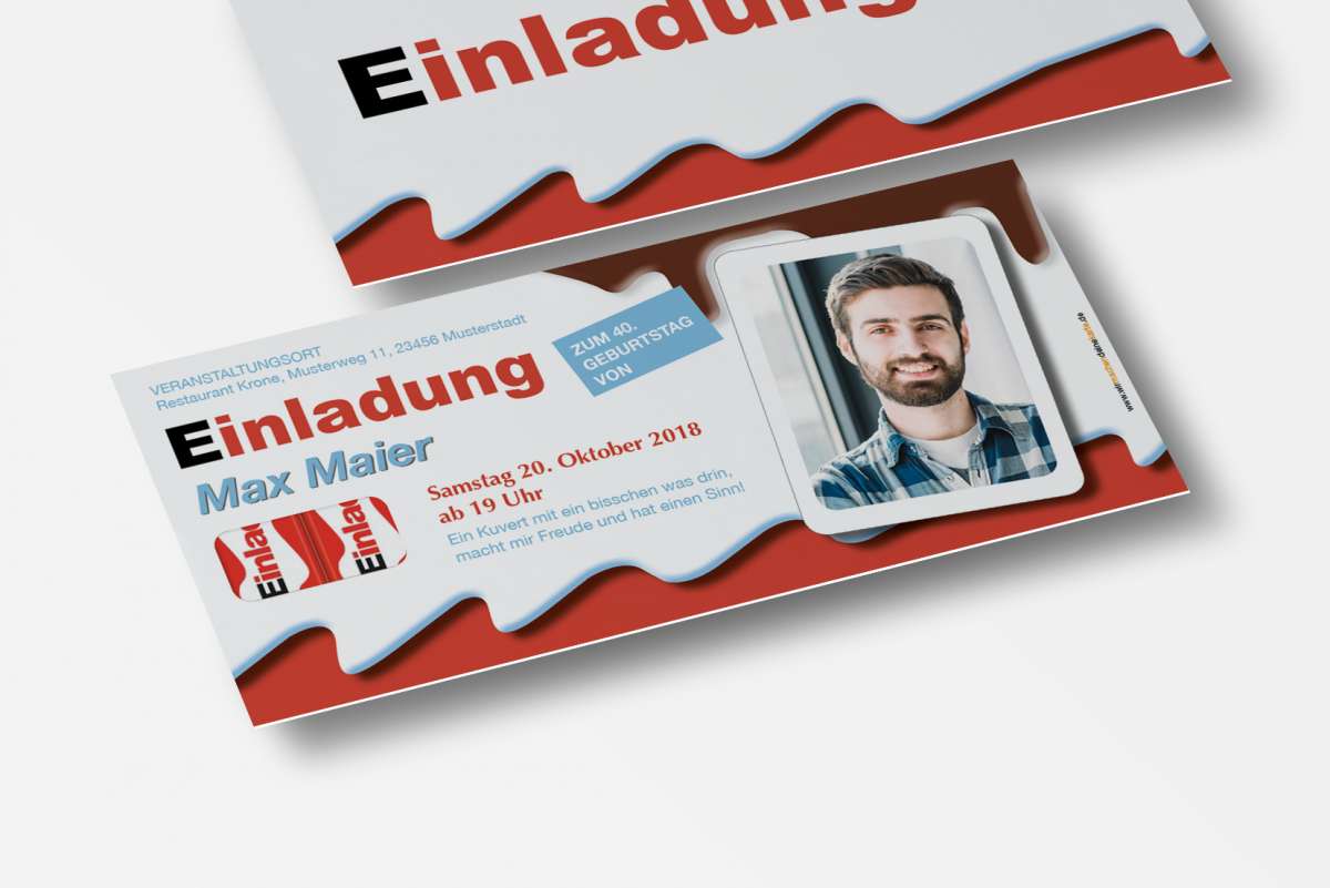 Individuelle Einladungskarte Zum Geburtstag – Personalisiert Mit Deinem Text, 300g/qm Papier