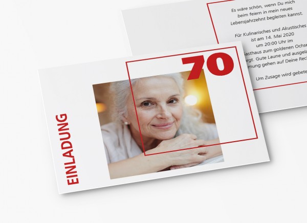 Einladungskarten 70. Geburtstag Quader Gitter
