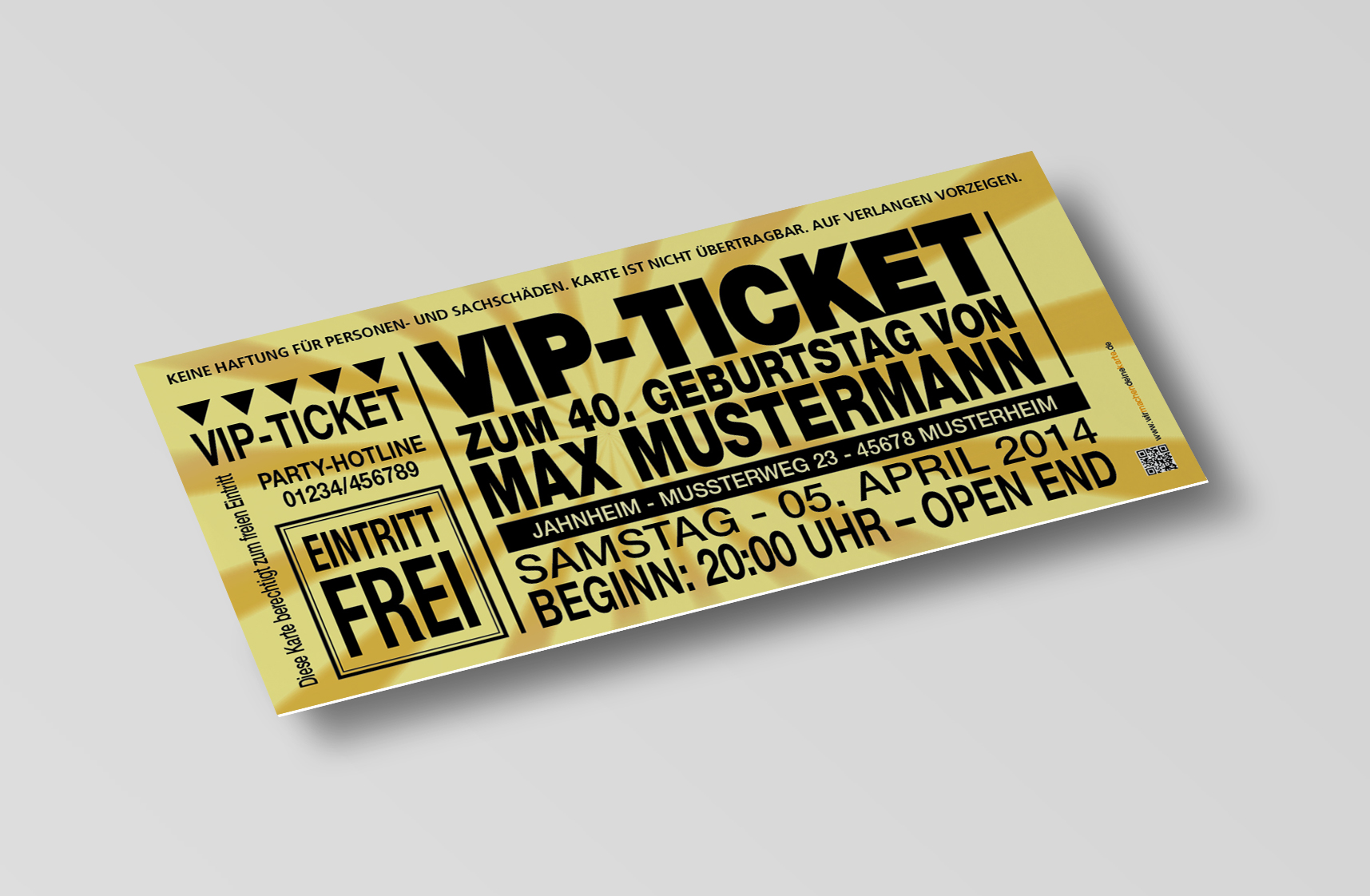 Einladung Einladungskarte Lustig Geburtstag Vip Ticket Gold Wirmachendeinekarte