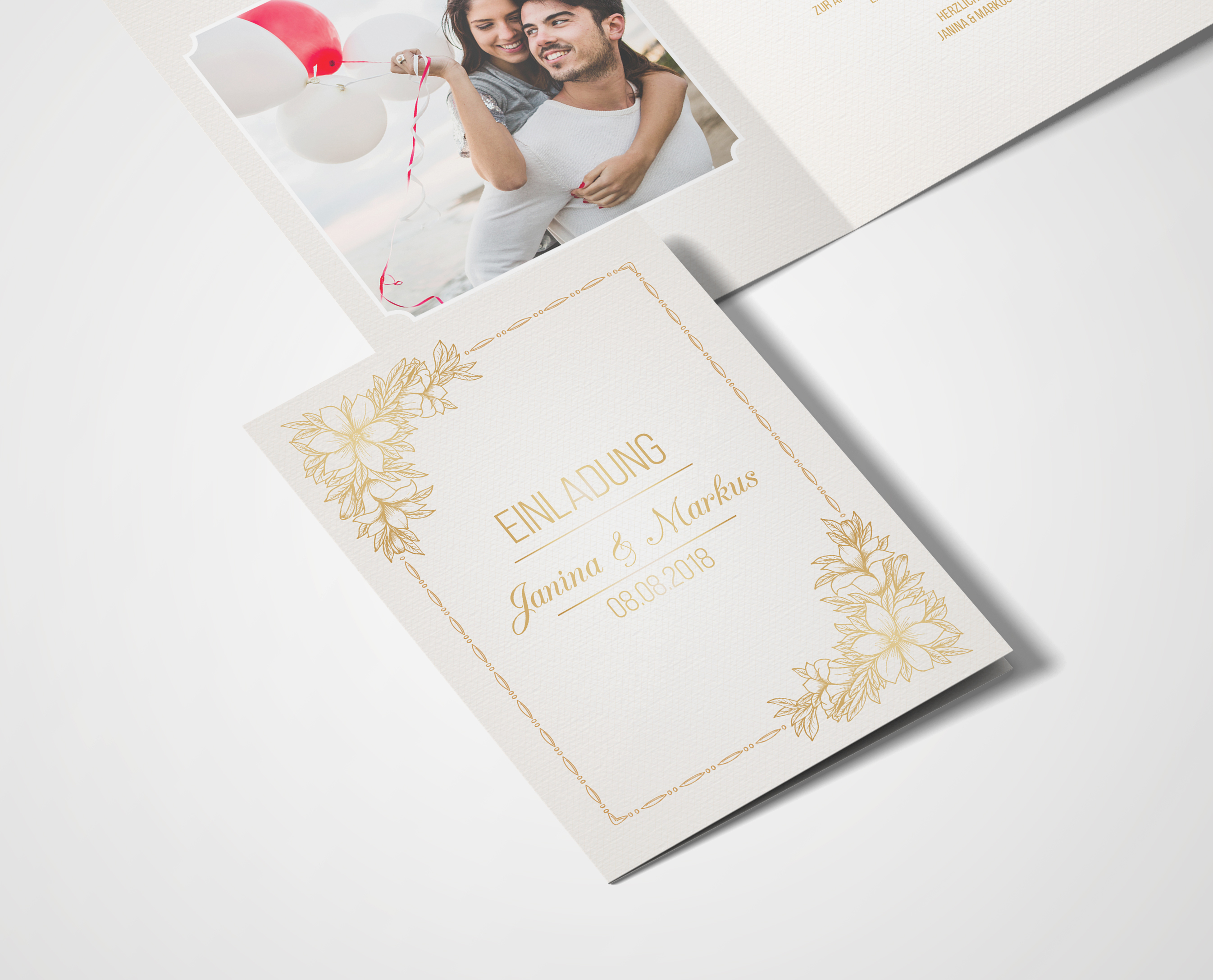 Einladungskarten Hochzeit Hochzeitskarten mit Druck - goldener Bund