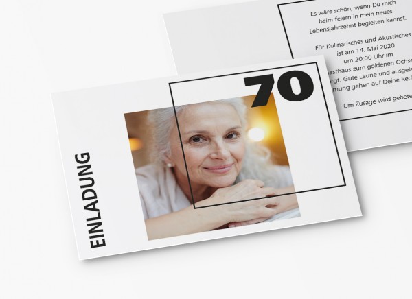 Einladungskarten 70. Geburtstag Quader Gitter