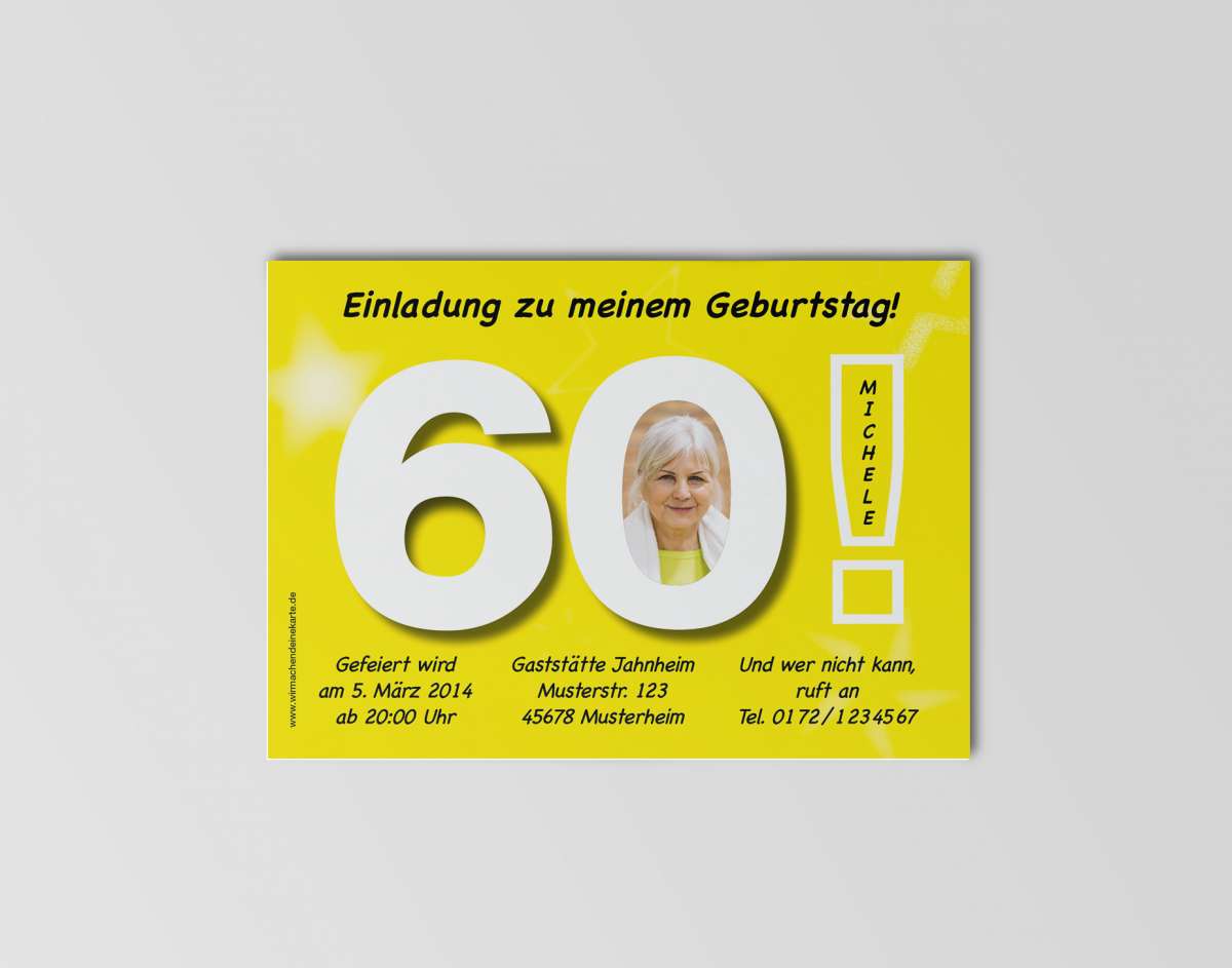 Geburtstag Einladungskarten 60. Geburtstag Große 60 Gelb 60
