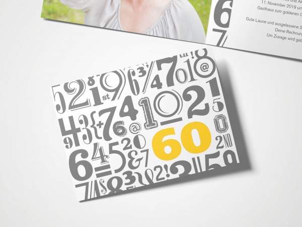 Einladungskarten 60. Geburtstag Zahlenwolke