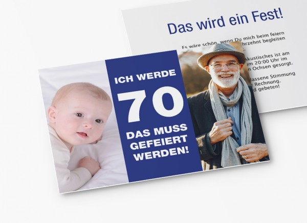 Einladungskarten 70. Geburtstag vom Baby bis Heute