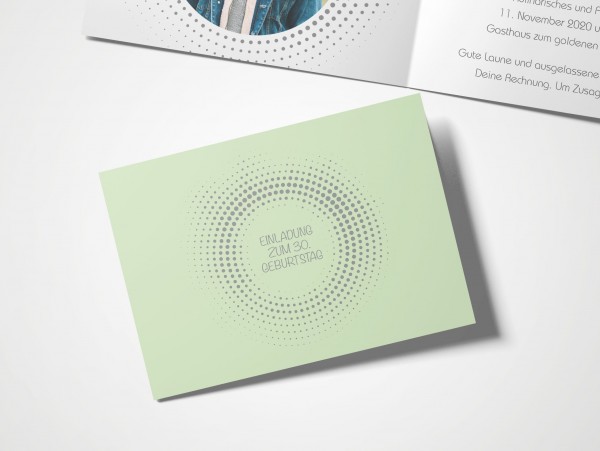 Einladungskarten 30. Geburtstag Kreisrund grün