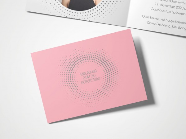 Einladungskarten 30. Geburtstag Kreisrund rosa