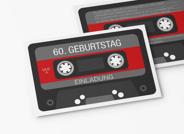 Einladungskarten 60. Geburtstag Retro Kassette