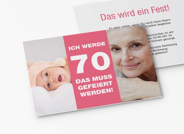 Einladungskarten 70. Geburtstag vom Baby bis Heute