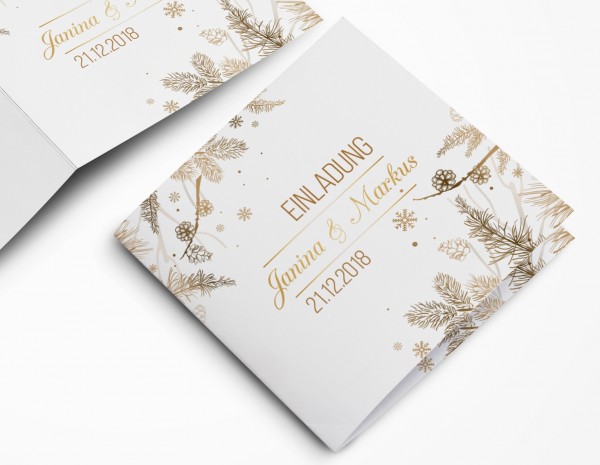 Einladungskarten Hochzeit Hochzeitskarten mit Druck - Winterhochzeit