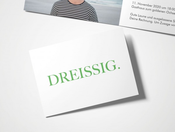 Einladungskarten 30. Geburtstag dreissig grün