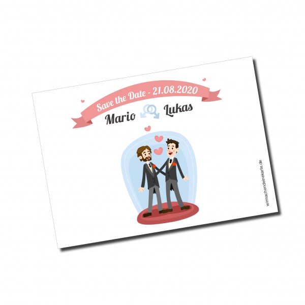 Save the Date Karten Einladung Hochzeit - Mann & Mann