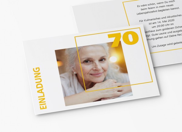 Einladungskarten 70. Geburtstag Quader Gitter