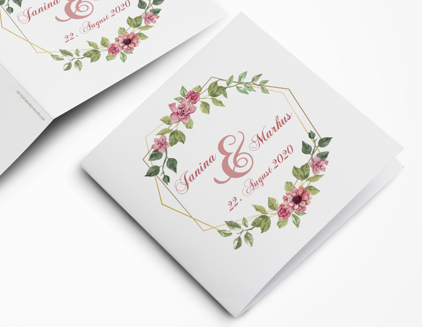 Einladungskarten Hochzeit Hochzeitskarten Mit Druck Blumen Raute Hochzeitseinladungen Hochzeit Wirmachendeinekarte