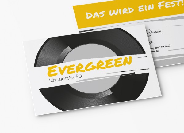 Einladungskarten 30. Geburtstag Schallplatte gelb