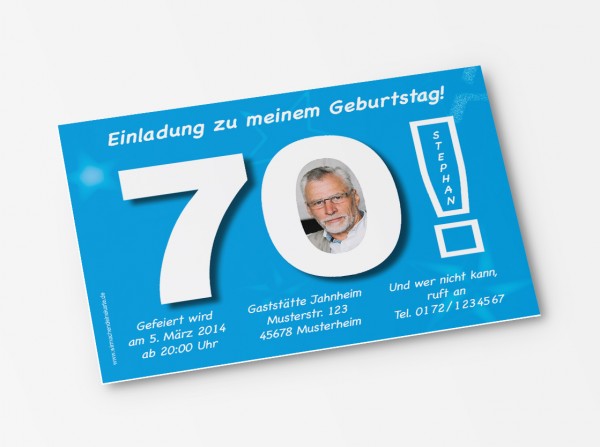 Geburtstag Einladungskarten - 70. Geburtstag Große 70 Hellblau
