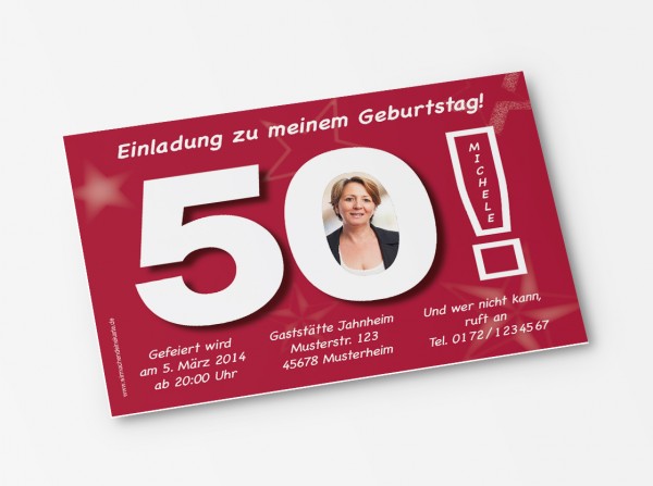 Geburtstag Einladungskarten - 50. Geburtstag Große 50 Pink