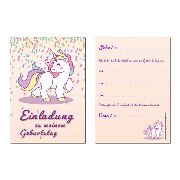 Einladung Einladungskarte Kindergeburtstag Einhorn Pony