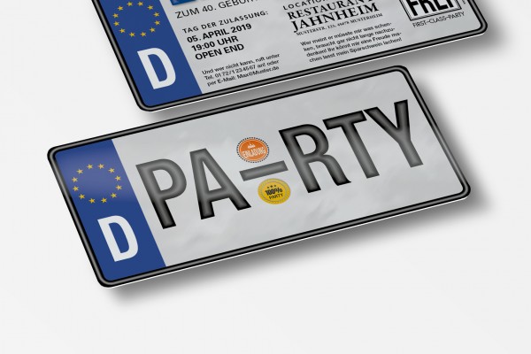 Einladung Einladungskarte lustig Geburtstag Nummernschild