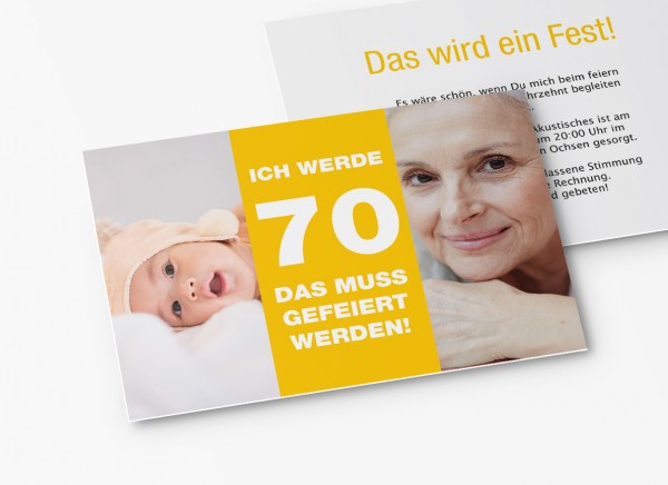 Einladungskarten 70. Geburtstag vom Baby bis Heute