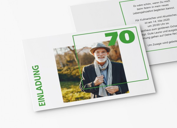 Einladungskarten 70. Geburtstag Quader Gitter