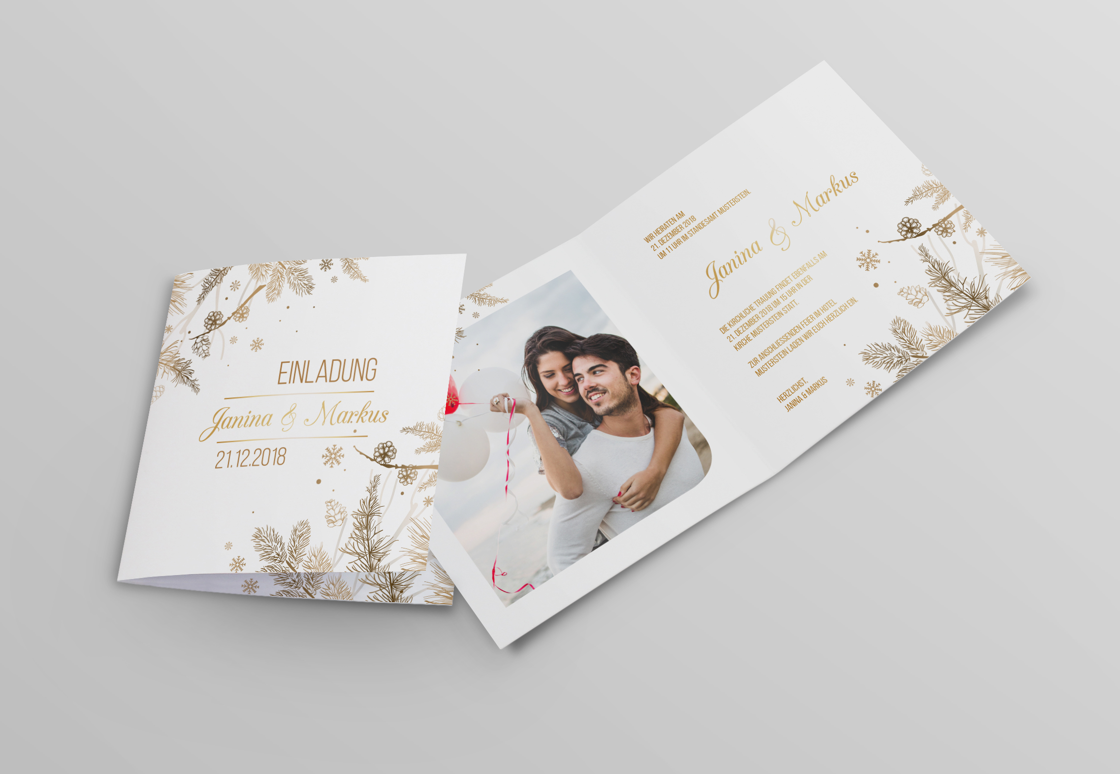 Einladungskarten Hochzeit Hochzeitskarten mit Druck - Winterhochzeit