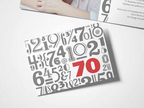 Einladungskarten 70. Geburtstag Zahlenwolke