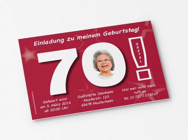 Geburtstag Einladungskarten - 70. Geburtstag Große 70 Rot