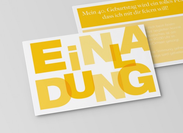 Einladungskarte Große Buchstaben