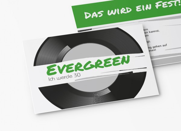 Einladungskarten 30. Geburtstag Schallplatte grün