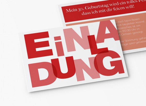 Einladungskarten 30. Geburtstag Große Buchstaben