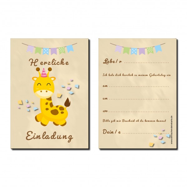 Einladung Einladungskarte Kindergeburtstag Giraffe