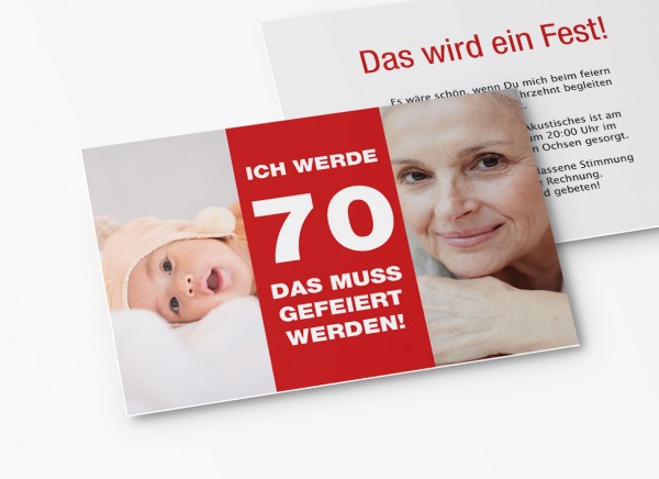 Einladungskarten 70. Geburtstag vom Baby bis Heute