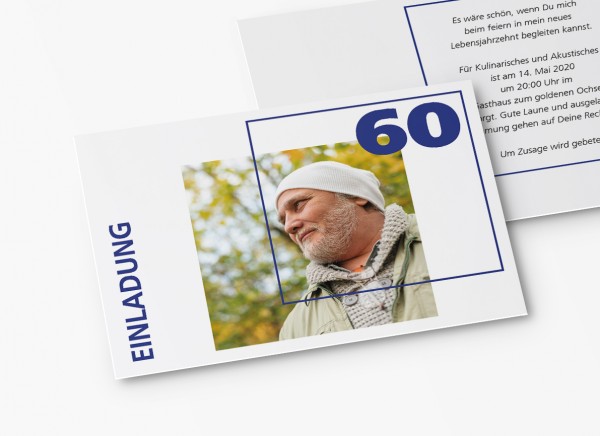 Einladungskarten 60. Geburtstag Quader Gitter