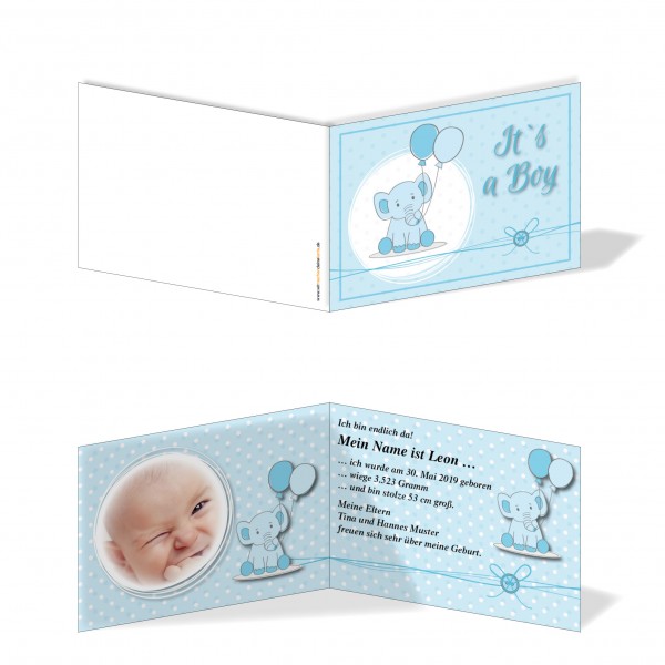 Geburtskarten Babykarten individuell - Junge Rüsseltier