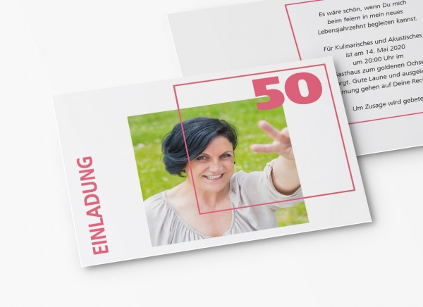 Einladungskarten 50. Geburtstag Quader Gitter