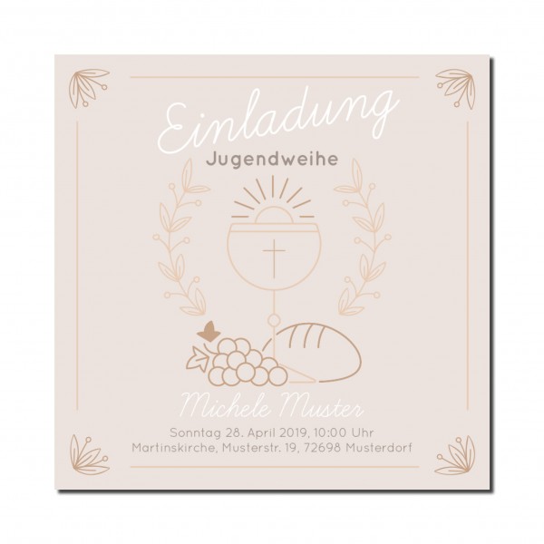 Einladung Einladungskarte Jugendweihe Retro Klech