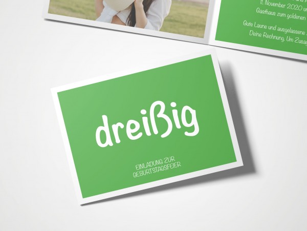 Einladungskarten 30. Geburtstag Quadrat grün