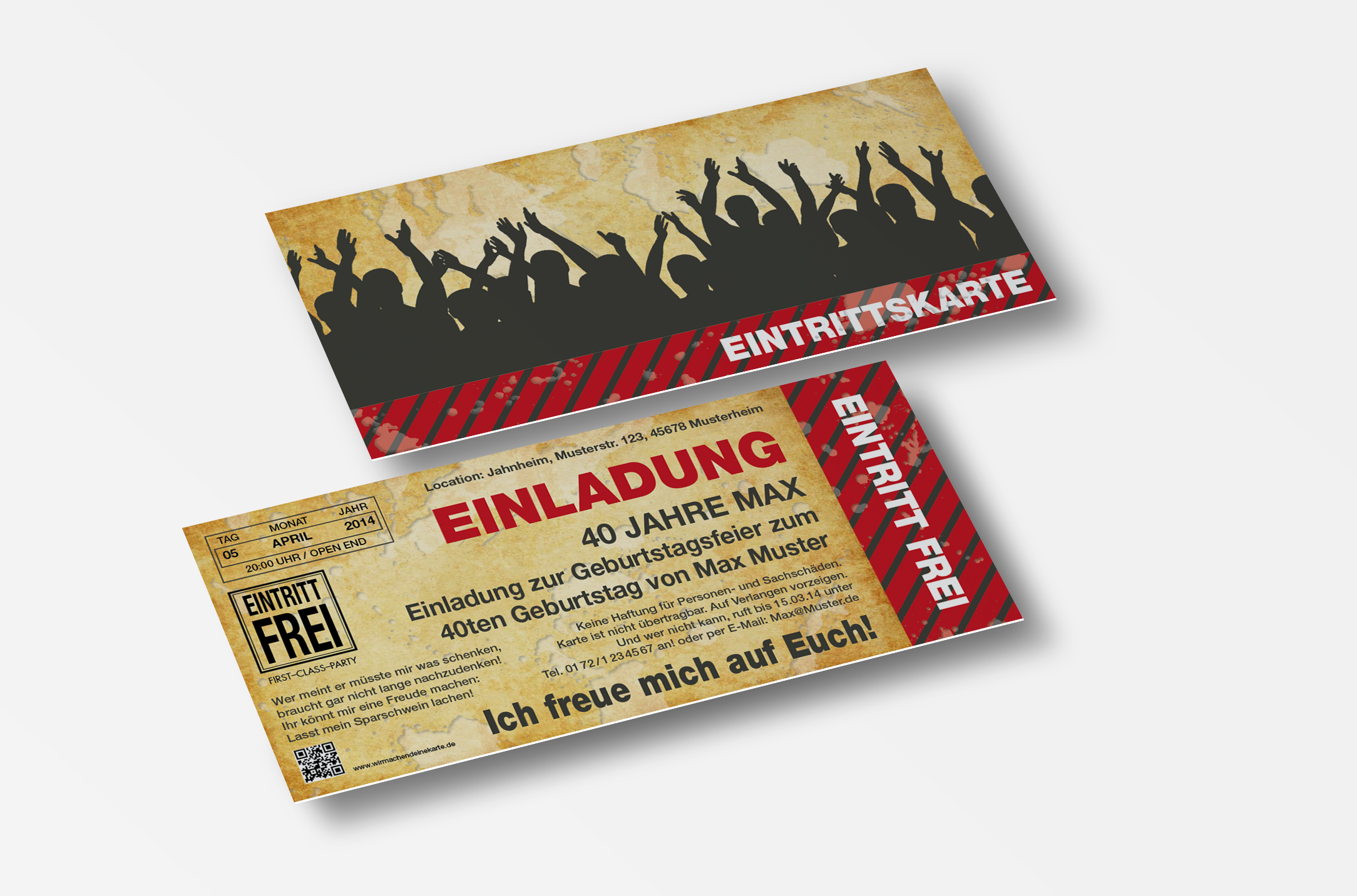 Eintrittskarte Einladung Einladungskarte Lustig Geburtstag Wirmachendeinekarte