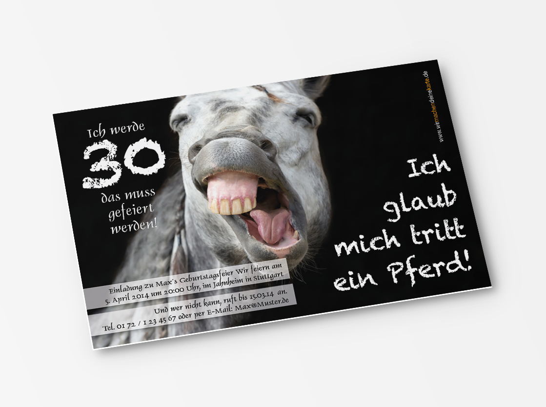 Geburtstag Einladungskarten 30 Geburtstag Pferd 30 Geburtstag Einladung Runder Geburtstag Geburtstag Wirmachendeinekarte