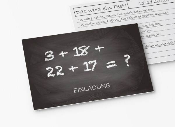 Einladungskarten 60. Geburtstag Rechenaufgabe