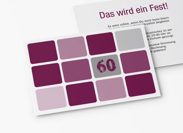 Einladungskarten 60. Geburtstag Runde Quadrate